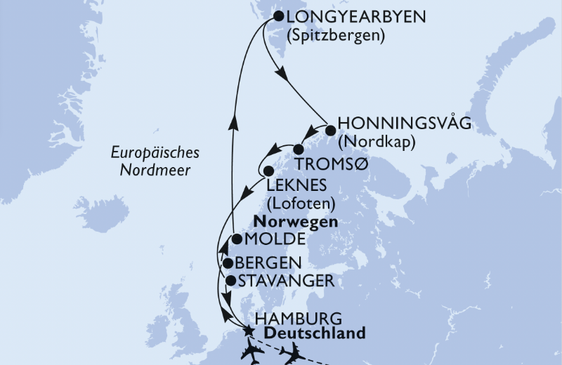 Route zu Spitzbergen – MSC Gruppenkreuzfahrt