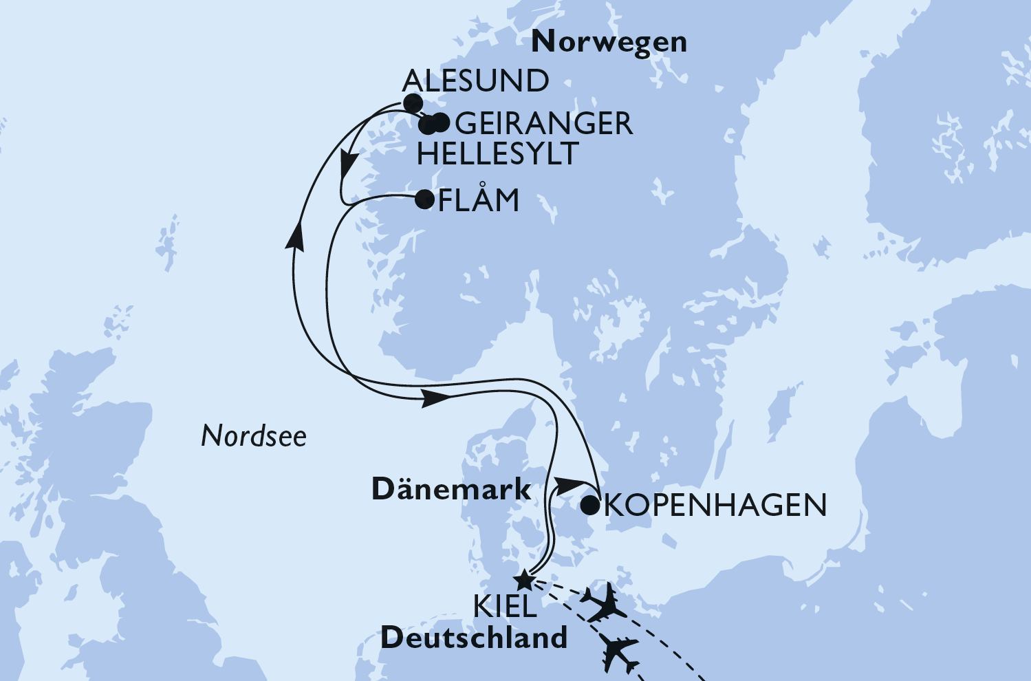 Route zu Angebot: MSC Euribia – Nordeuropa ab/bis Kiel | Mai bis Oktober 2026
