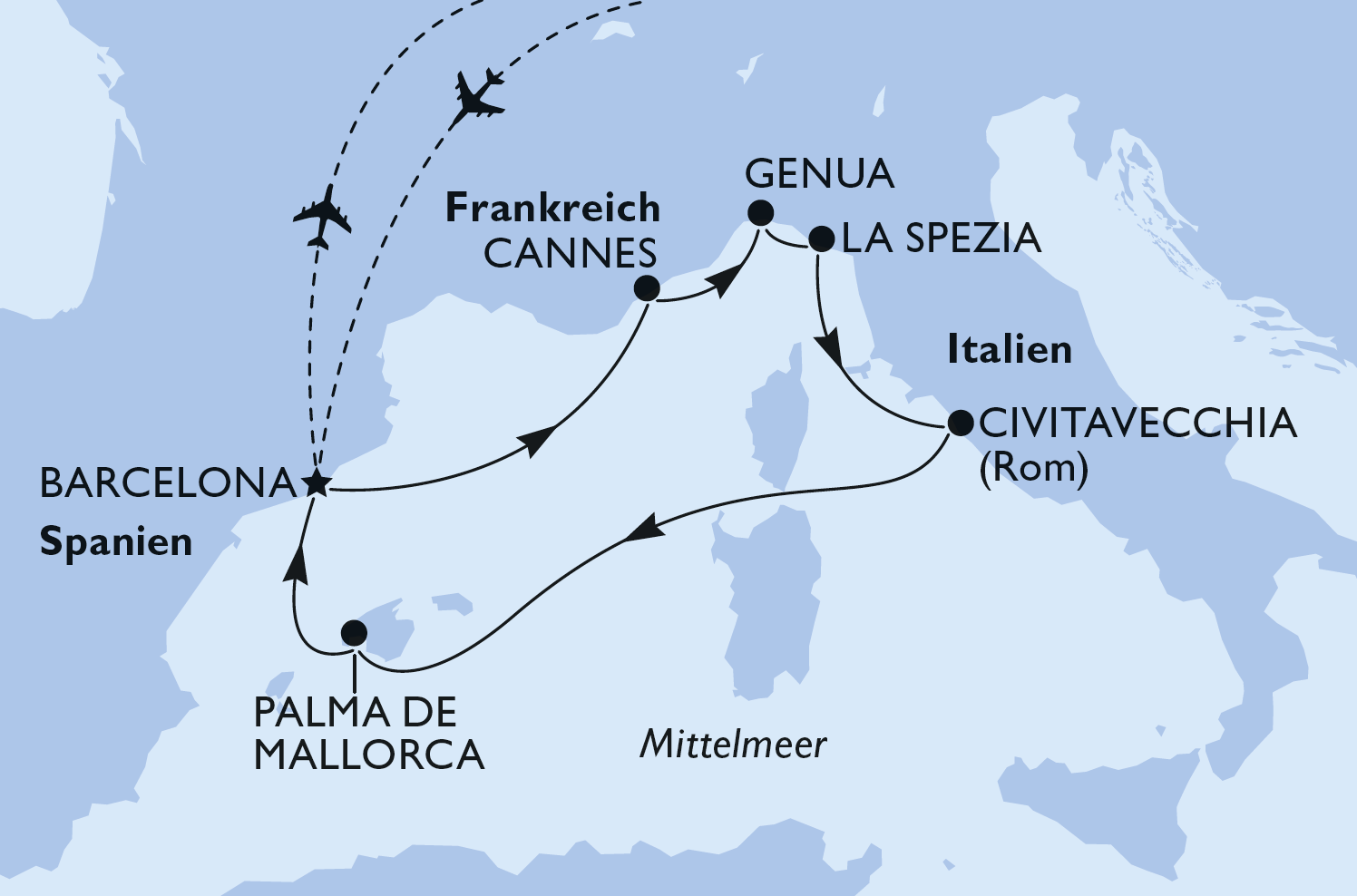 Route zu Angebot: MSC Grandiosa – Westliches Mittelmeer ab/bis Barcelona | Mai bis Oktober 2026
